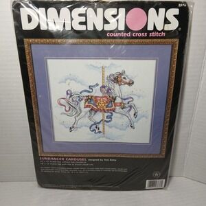 Vintage Dimensions Sundancer Carousel Horse Cross Stitch Kit NEW 1998 Kit #3876